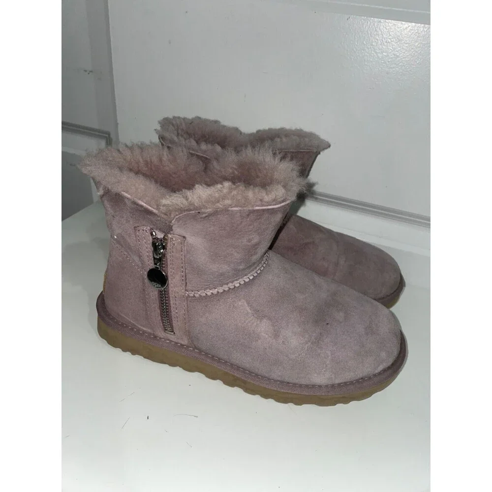 UGG Bailey Zip Mini Women's Sheepskin Boots size 7 Dusty Rose